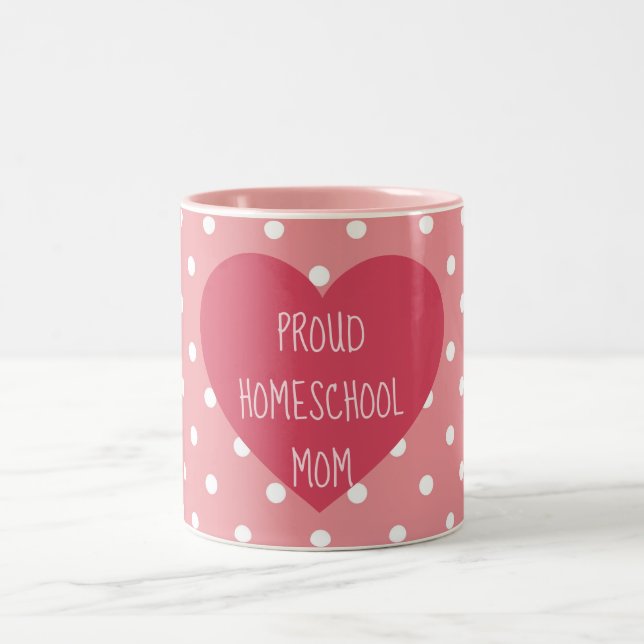 Proud Homeschool Mamma Rosa Polka Dot Heart Två-Tonad Mugg (Center)