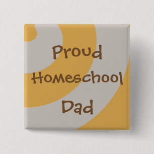 Proud Homeschool Pappa Brown och Grått Swirls Knapp