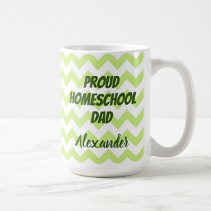 Proud Homeschool Pappa Grönt och White Chevron Kaffemugg