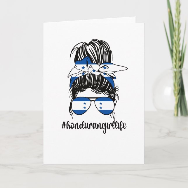 Proud Honduran Girl Honduras Flagga Honduran Roots Kort (Framsida)