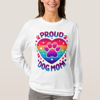 Proud Hund Mamma Rainbow Heart Design T Shirt