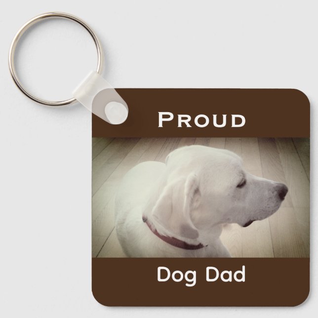 Proud Hund Pappa Mörk Brown Nyckelring (Framsida)