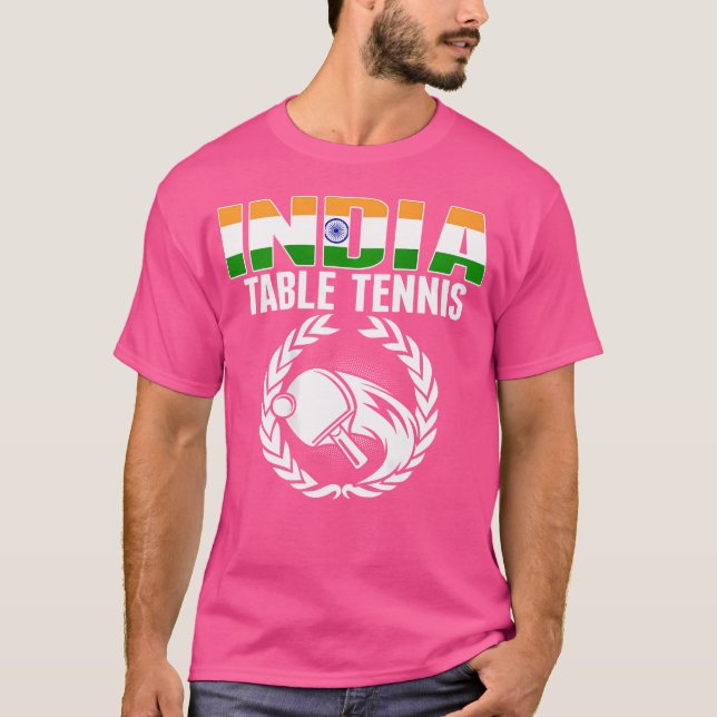 Proud India Bord Tennis Fläkt Jersey Indian Flagga T Shirt (Framsida)