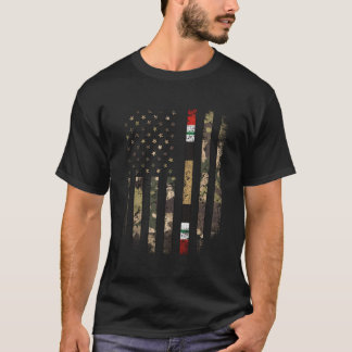 Proud Irak Krig Veteran Camo Us Flagga Ribbon Mili T Shirt