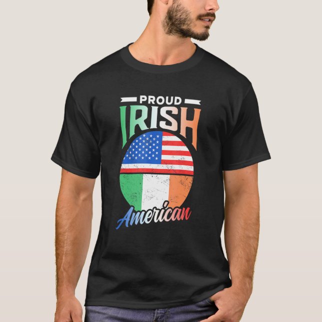 Proud Irish Roots Ireland Famils USA A T Shirt (Framsida)