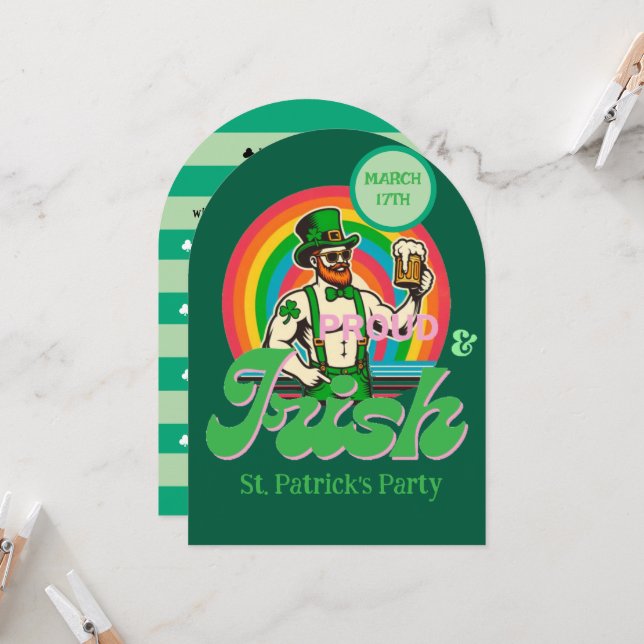 Proud & Irish St Patrick Anpassningsbar LGBTQ+ Inbjudningar (Fram/Back In Situ)