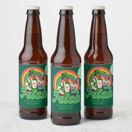 Proud & Irish St Patrick Anpassningsbar LGBTQ+ Ölflaska Etikett