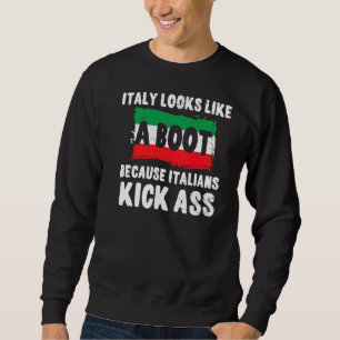 Proud Italiano Pride Italien Boot Funny Italiensk  Lång Ärmad Tröja