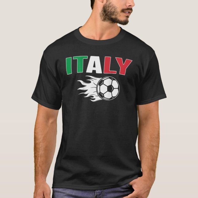 Proud Italien Soccer Fläkt Jersey Italienska Flagg T Shirt (Framsida)