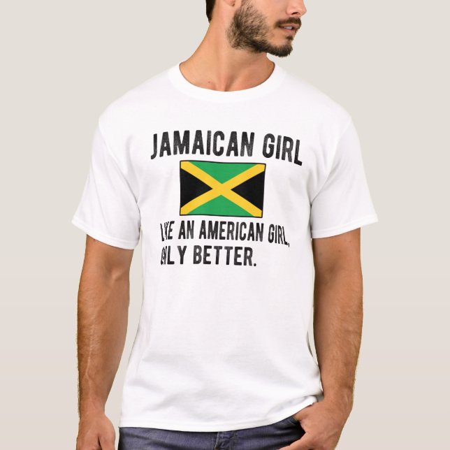 Proud Jamaican Girl Jamaica Flag Jamaican Roots T Shirt (Framsida)