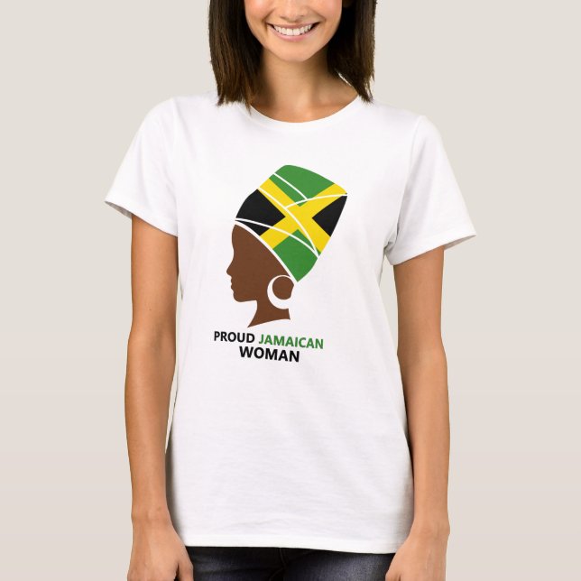 Proud Jamaican Woman Jamaica Flagga T Shirt (Framsida)