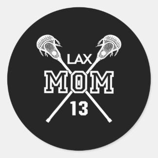 Proud Kärlek Lacrosse Mamma #13 Lax Player nummer  Runt Klistermärke