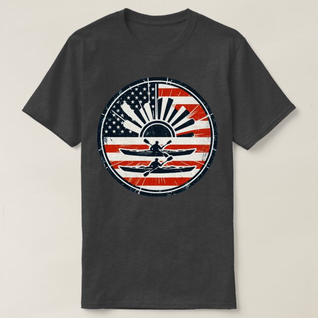 Proud Kayaker Paddling genom Vatten Flagga usa 2 T Shirt (Design framsida)