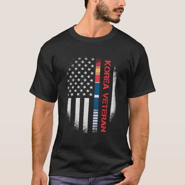 Proud Korea Veteran US Flagga T Shirt Koreanska Kr (Framsida)