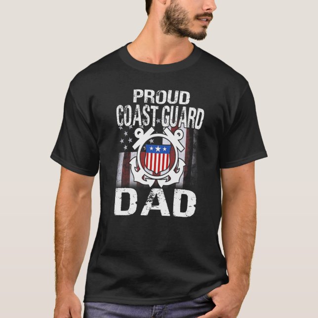 Proud Kusten Guard Pappa Tee U.S. Kusten Guard Vet (Framsida)