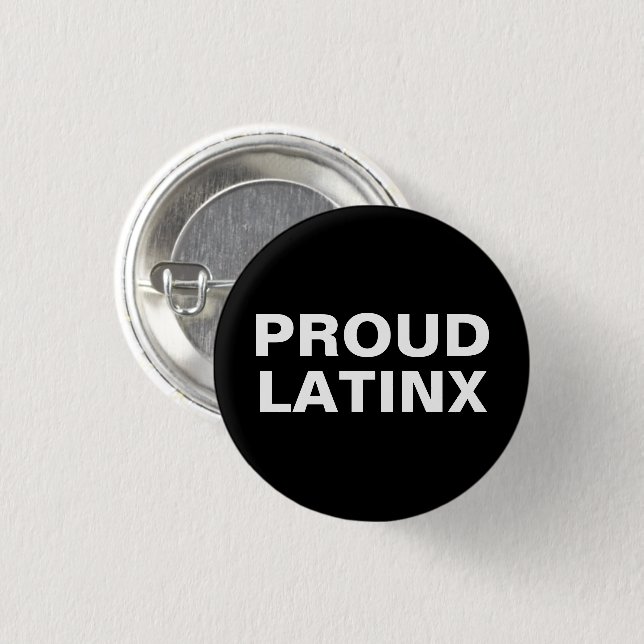 Proud Latinx svart och vitt Knapp (Framsida & baksida)
