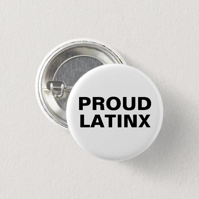 Proud Latinx white och svart Knapp (Framsida & baksida)