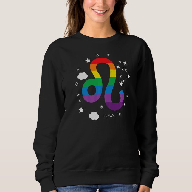 Proud Leo Astrology Zodiac Sign Horoscope Rainbow T Shirt (Framsida)