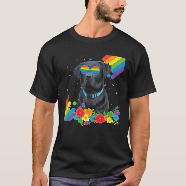Proud LGBT Gay Black Labrador Hund Flagga Pride T Shirt (Framsida)
