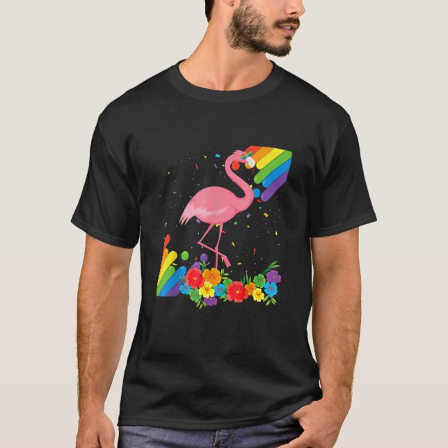 Proud Lgbt Gay Flamingo Pride Flagga Rainbow Lgbtq T Shirt (Framsida)