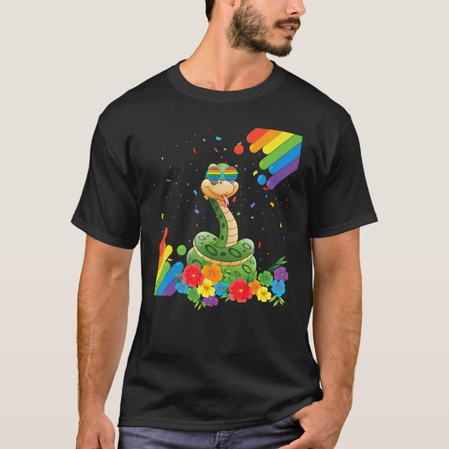Proud Lgbt Gay Snake Pride Flagga Rainbow Lgbtq Le T Shirt (Framsida)