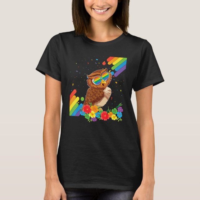Proud Lgbt Gay Uggla Pride Flagga Rainbow Lgbtq Le T Shirt (Framsida)