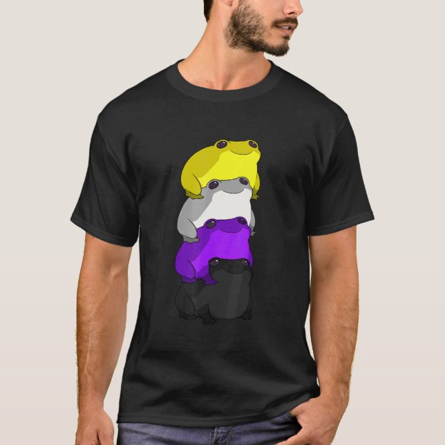 Proud Lgbt, icke-binärt Pride Flagga Frog T Shirt (Framsida)