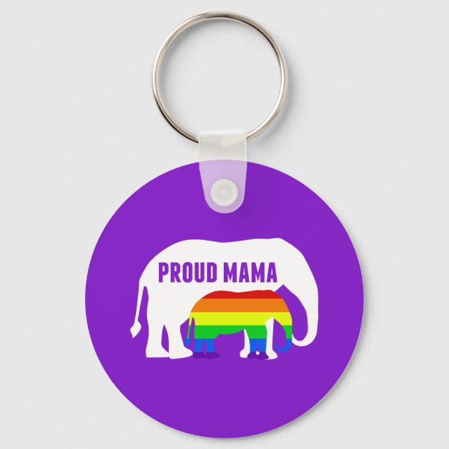 Proud LGBT Mamma Elephant Gay pride Mamma Lila Nyckelring (Framsida)