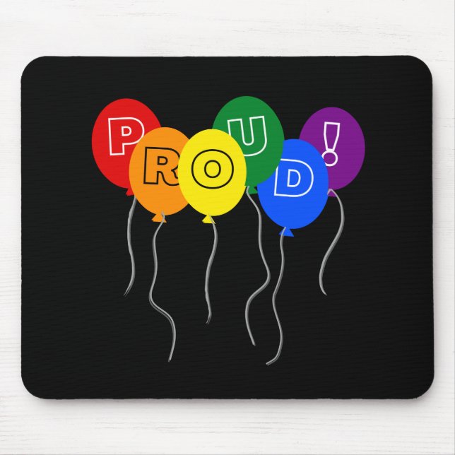 Proud LGBTQ Pride Färg Balloits - Black Musmatta (Framsidan)