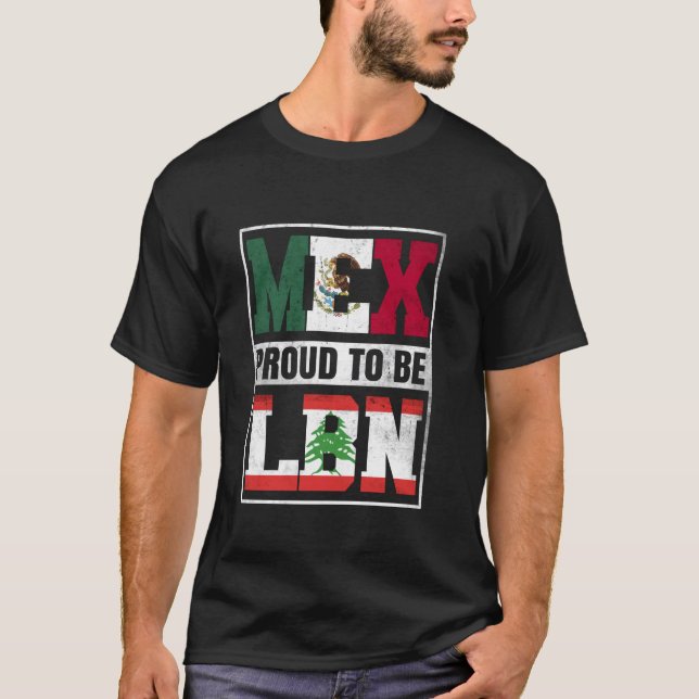 Proud libanesiska mexikanska Mix Libanon och Mexik T Shirt (Framsida)