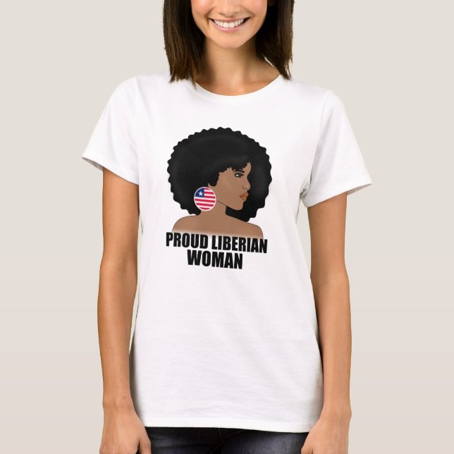 Proud Liberian Woman, Liberia Flagga Pride T Shirt (Framsida)