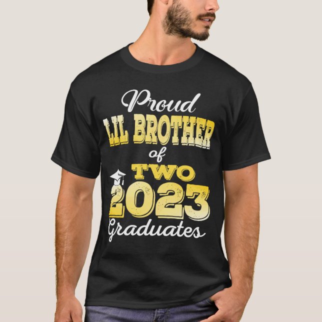 Proud Little Brother of Two 2023 Student Class 20 T Shirt (Framsida)