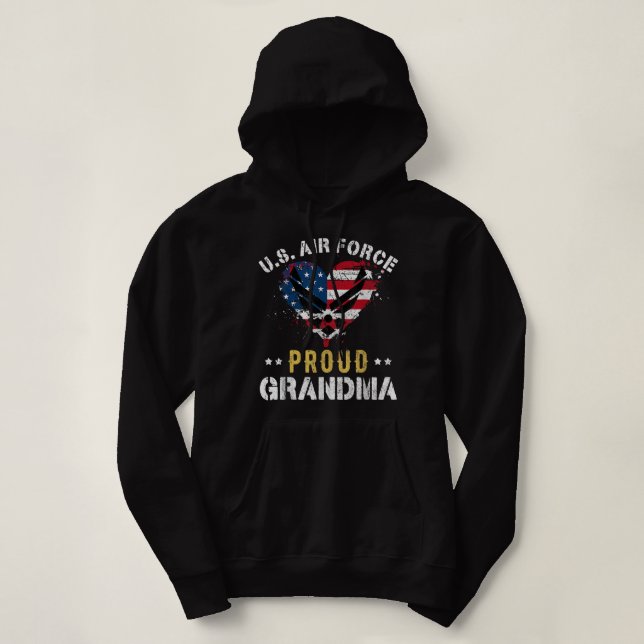 Proud Luft Force Grandma American Flagga Heart Vet T Shirt (Design framsida)