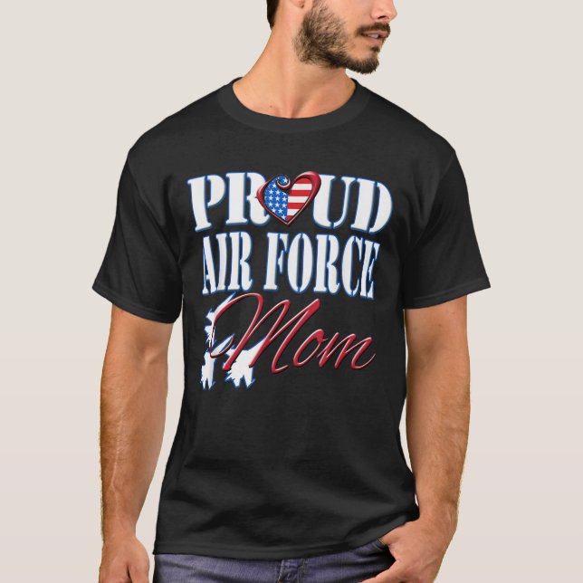 Proud Luft Force Mamma Shirt US Heart Milit Mor T (Framsida)