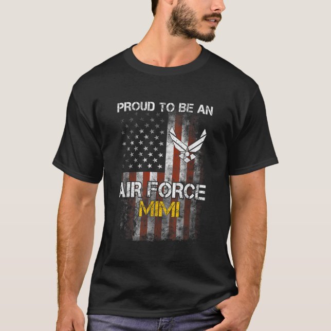 Proud Luft Force Mimi Funny American Flagga TShirt T Shirt (Framsida)