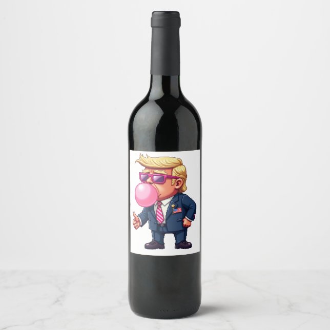 Proud Maga Trump Pixel President Inaguration Day Vinflaska Etikett (Framsida)