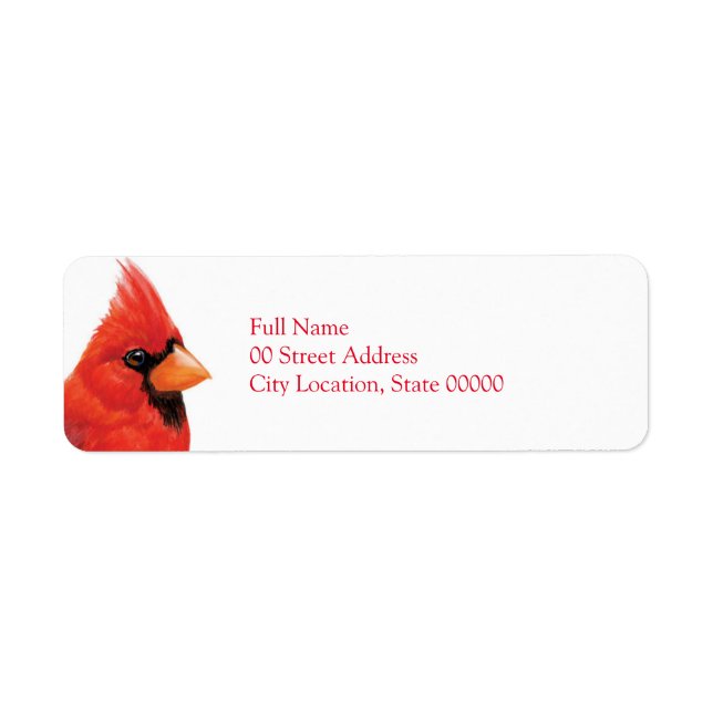 Proud Male Cardinal Returadress Etikett (Framsidan)