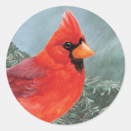 Proud Male Cardinal Runt Klistermärke