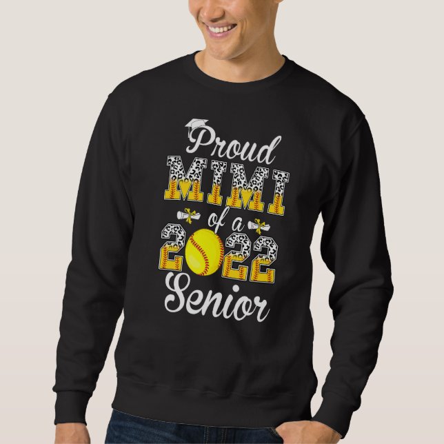 Proud Mamma av 2022 års senior Leopard Softball Ga Lång Ärmad Tröja (Framsida)