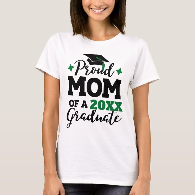 Proud Mamma av 2022 student svart grönt tassel T Shirt (Framsida)