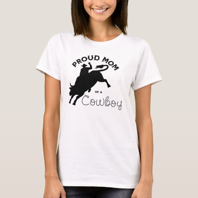 Proud Mamma av en Cowboys Simple Black-skrift T Shirt (Framsida)