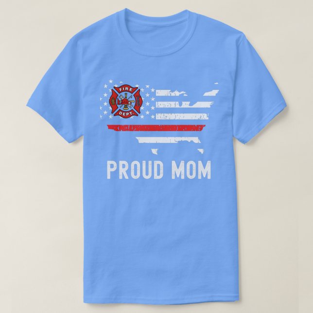 Proud Mamma av Firefighter Thin Red Line Mor Amer T Shirt (Design framsida)