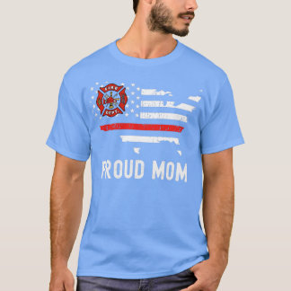 Proud Mamma av Firefighter Thin Red Line Mor Amer T Shirt
