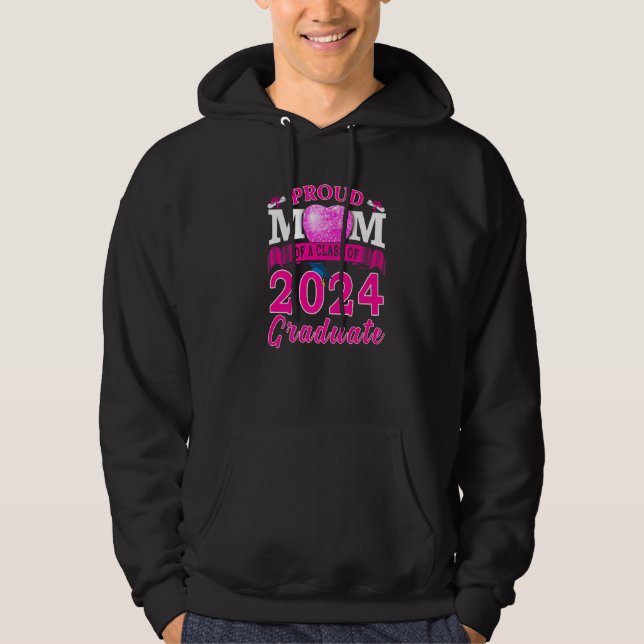 Proud Mamma av klass 2024 Student Hoodie (Framsida)