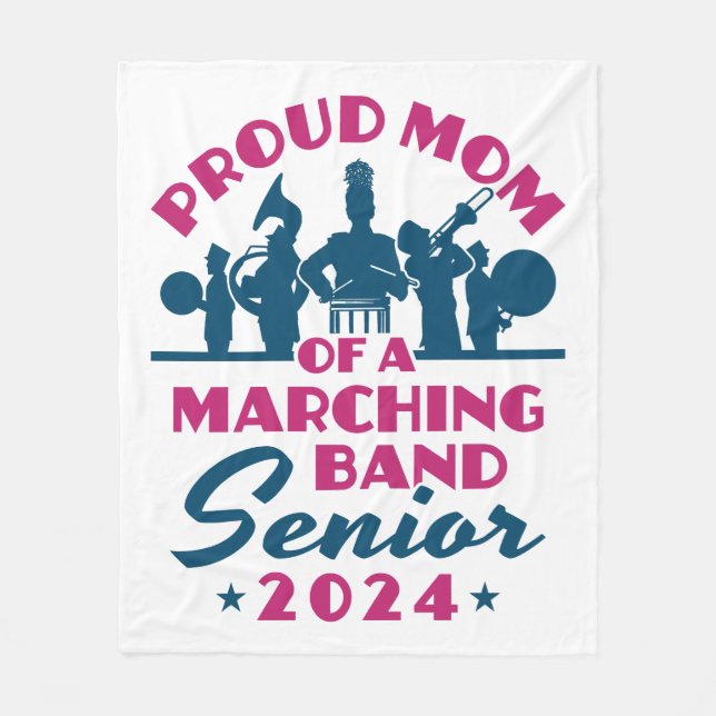 Proud Mamma av Marching Band Senior 2024 Fleecefilt (Framsidan)
