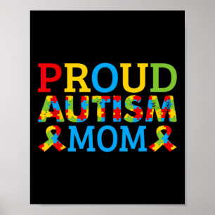 Proud Mamma bär Färgad Puzzle Delarare för Autism Poster