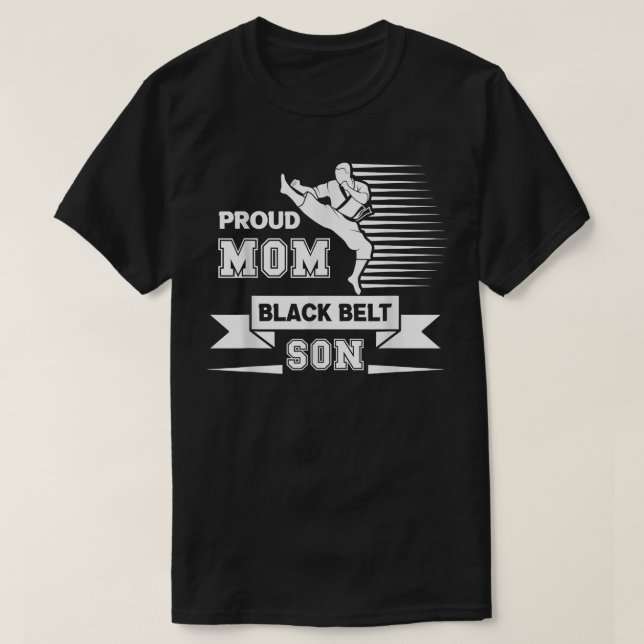 Proud Mamma BlackBelt Son Funny Mors dag  T Shirt (Design framsida)