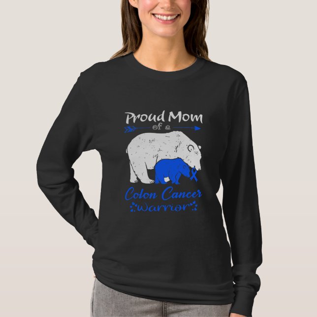 Proud Mamma Colon Cancer Warrior  T Shirt (Framsida)
