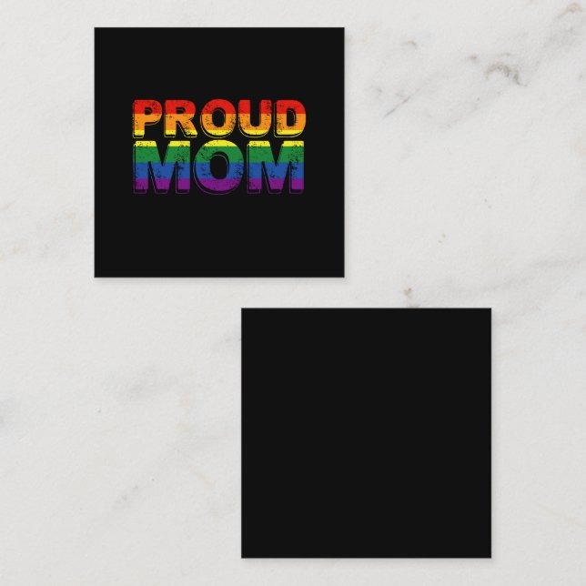 Proud Mamma Gay pride HBT Rainbow Mor HGBTQ Fyrkantigt Visitkort (Fram/baksida)