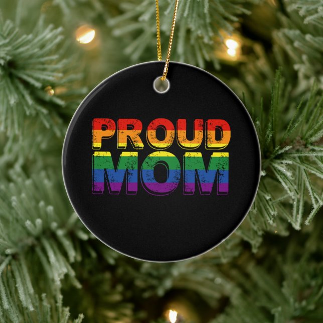 Proud Mamma Gay pride HBT Rainbow Mor HGBTQ Julgransprydnad Keramik (Träd)